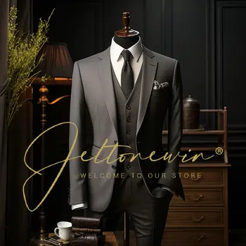 Jakcet liemenės kelnės / Boutique Fashion Solid Color Vyrų oficialus verslo biuro kostiumas Vyriškas laisvalaikio plonas kostiumas Jaunikis Vestuvinė suknelė