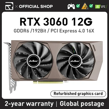 JIESHUO NVIDIA RTX 3060 12GB žaidimų vaizdo plokštė Dviejų ventiliatorių GPU GDDR6 192 bitų PCI Express X16 4.0 palaikymas Stalinio kompiuterio biuro kasyba