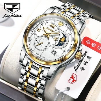 JSDUN Fashion Vyriški laikrodžiai Prekės ženklas Prabangūs vyriški mechaniniai laikrodžiai Prabangus personalizuotas viso plieno juostos skaitmeninis kalendorius Laikrodis vyrams