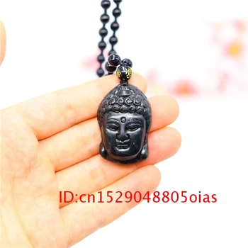 Juvelyriniai dirbiniai Amuletas Natūralus budizmas Jade Charm Karoliai Dovanos Mados pakabukas Juodas raižytas Obsidianas Kinų