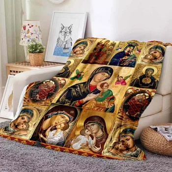 Jėzus Mergelė Marija Minkštas metimas Antklodė Patalynė Flanelinė svetainė Šilta antklodė Antklodės lovoms aušinimo antklodė Iškylų antklodė