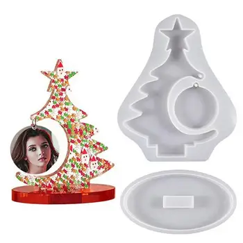 Kalėdų eglutė Silikoninė forma 3D veidrodis Kalėdų eglutė Nuotraukų rėmelis Amatų dovanų gaminimas Pelėsių gamyba 