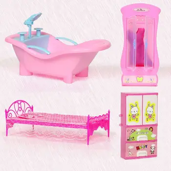 Kambario vonios/sūpynių dekoravimo aksesuarai Lėlių namelio baldai lėlėms Miniatiūriniai baldai Spinta/lova/Batų lentyna