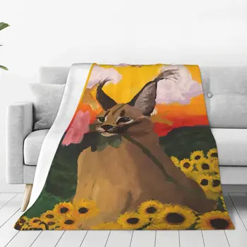 Karakalinės katės gyvūnų antklodės Big Floppa Flanel Mesti antklodę Miegamojo sofa Atspausdinta Itin minkšta šilta lova