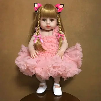KEIUMI Cosplay Princess Full Silicone Vinyl Reborn Baby Girl Dolls Long Hair Baby Reborn Boneca 19 colių gimtadienio dovanos vaikams Žaislai