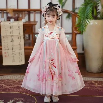 kinų stilius Vaikai Mergaitės Suknelė Medvilnė ilgomis rankovėmis Vaikiškos suknelės mergaitėms Pavasario rudens mergaičių vakarėlių suknelės 2-10 metų