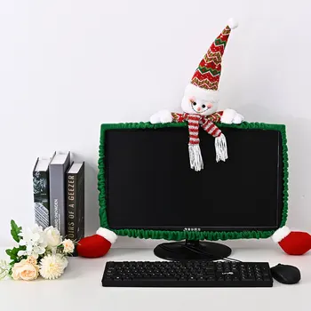 Kompiuterio monitoriaus dangtelis Kalėdinis apsauginis vandeniui atsparus plokščiaekranis dulkių dangtelis Elastingas dangtelis namų biuro dekorui Naujųjų metų dovana