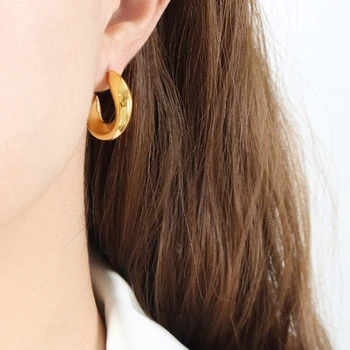 Korėjos titano plieno formos C formos smeigės auskarai moterims Aukštos kokybės 18K paauksuota mada Netaisyklingi geometriniai papuošalai
