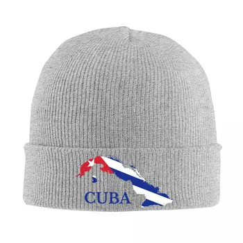Kubos Kubos žemėlapis Vėliava Variklio dangčio skrybėlės Gatvės megzta kepurė vyrams Moterys Šiltos žiemos kaukolės Pupelės Kepurės
