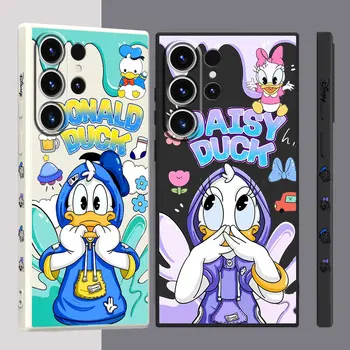 Kvadratinis skysto dangtelio telefono dėklas, skirtas Samsung Galaxy Note 20 Ultra 10 Plus S22 S23 Ultra 5G S10 S20 FE Disney Cute Donald Duck