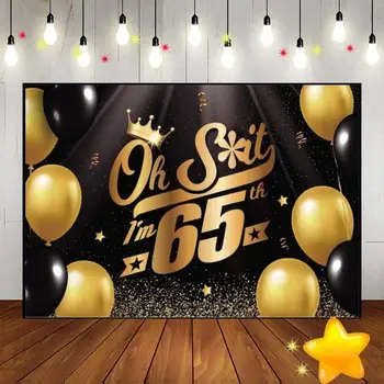 Laimingas 65-asis 70-asis gimtadienis Fonas Juodas ir auksinis dekoravimo stilius Sutriuškinti tortą Saldus fonas fotografijai Moters gėlių žaidimas