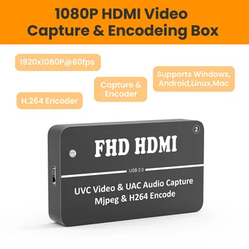 LCC260 H264 1080P60 HDMI į USB fiksavimo kortelė, HDMI Į UVC HDMI2UVC, HDMI kodavimo įrenginys du srautai H.264 MJPEG kodavimo įrenginys, OSD pritaikomas