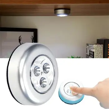 LED jutiklinis valdymas Naktinė lemputė Apvali lempa po spintele Stumkite lazdą ant lempos Namų virtuvė Miegamasis Automobilių naudojimas