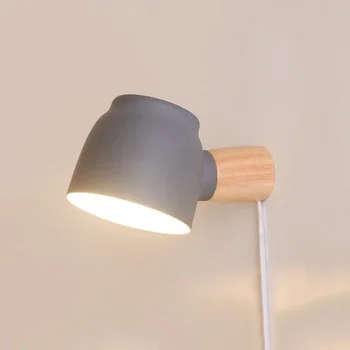 LED medžio masyvo sieninis šviestuvas miegamojo naktiniai sieniniai šviestuvai Rotafact Reading Luminaria бра Home Decor Sconces with EU/US switch