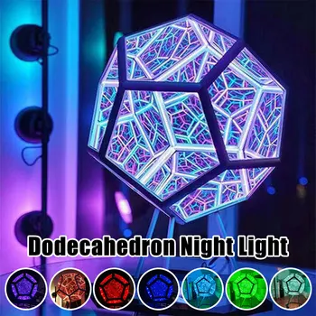 LED naktinė šviesa 3D menas Cool Infinite Creative Dodecahedron Atmosphere Dream Lamp for Home Office Stalo dekoravimas Kalėdų dovana