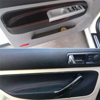 LHD durų panelės dangtelis -VW Golf 4 MK4 Jetta 1998 - 2005 Automobilio durų porankių skydelio dangtelio lipduko apdaila Juoda su raudona