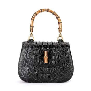 Light Luxury Fashion Leather Crocodile Saddle Bamboo Handbag High-grade Noble Private Custom Fashion Temperament Bag For Women