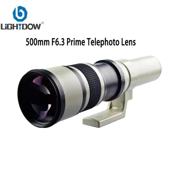 Lightdow fiksuoto fokusavimo 500mm F6.3 Prime teleobjektyvas su T2 žiedo adapteriu, skirtas Canon Nikon Sony Olympus Pentax DSLR fotoaparatas