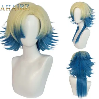 Mada Vyrų trumpas perukas Gradiento mėlyni plaukai Sintetinis perukas su kirpčiukais Vyrai Ponios Berniukai Cosplay kostiumas Anime Helovinas