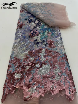 Madison Afrikos nėrinių audinys Naujausias Indijos Sari audinys Aukštos kokybės tiulio 3D blizgantis nėrinių audinys vestuvinių suknelių siuvimui