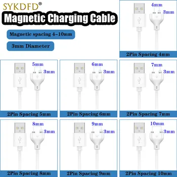 Magnetinis įkrovimo kabelis 2pin viduriniai tarpai 4/5/6/7/8/9/10mm Magnetas Suctio USB maitinimo įkroviklis Grožio instrumentas Išmanusis įrenginys