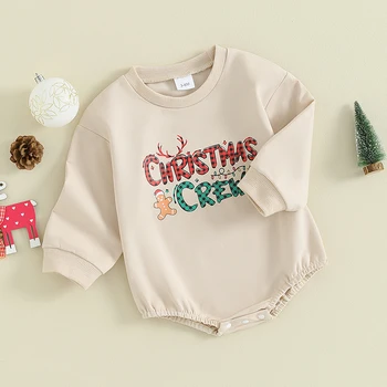 Mano pirmoji kalėdinė apranga Baby Girl Boy Letter Bubble Romper Oversized džemperis Rudens žieminiai drabužiai