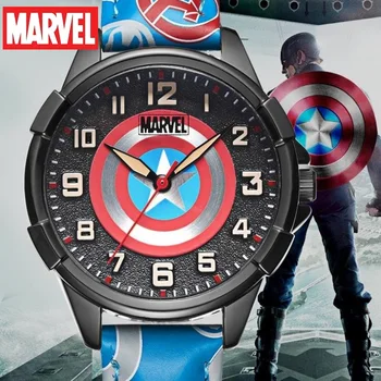 Marvel For Children Watches Cartoon Avengers Captain America Spider Man Quartz WristWatch Boy Kids Gift Student Clock Luminous