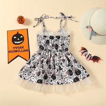 Mažylė Baby Girl Helovino apranga Tiulio suknelė Ruffle Berankovė animacinis modelis Vakarėlis Helovino suknelė 3-6T