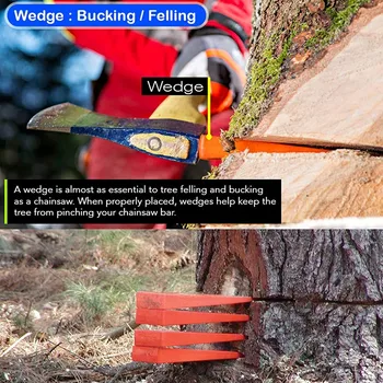 Medžių kirtimo pleištas su smaigaliu ABS plastikinis oranžinis medienos ruošos tiekimas saugiam medžių pjovimui Skiriamasis keltuvas Nukirstas medis