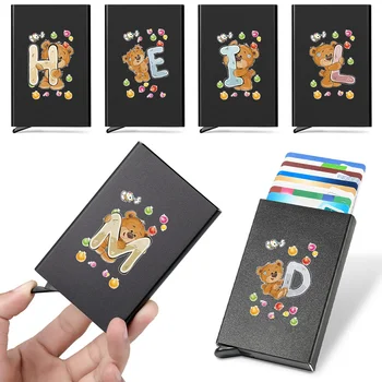 Men Anti Rfid Blocking Protected Magic Leather Mini Small Money Wallets Case ID Credit Bank Card Holder Wallet Bear Letter Print