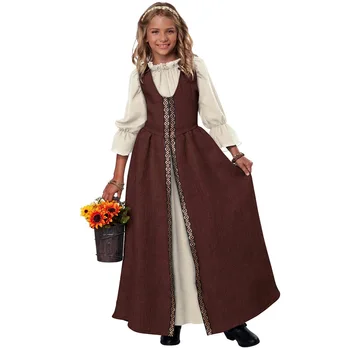 Mergaitės suknelė Helovinas Naujas viduramžių retro Cosplay kostiumas Vaikų ilga suknelė Darželio scenos spektaklio kostiumas