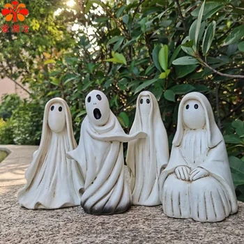 Mielas baltas vaiduoklis statula Derva Amatai Svetainės stalas Vakarėlis Helovino dekoravimas
