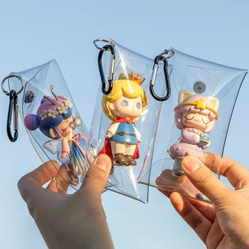 Mini Anime lėlės vitrininis krepšys Skaidri monetų piniginė Raktų pakabukas Kvadratinis maišelis Organizatorius Raktas Lūpų dažai Ausinių laikymo krepšys