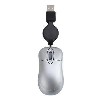 Mini USB laidinė pelė Ištraukiamas kabelis Maža maža pelė 1600 DPI optinės kompaktiškos kelioninės pelės, skirtos Windows 98 2000 XP Vista Ve