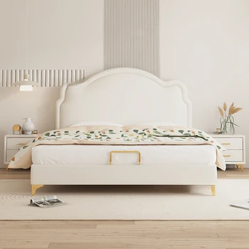 Minimalistinės modernios lovos vaikams Medžio masyvas Prabangios odinės lovos vaikams Balti berniukai Minkšta Cama Infantil namų baldai WZ50CB