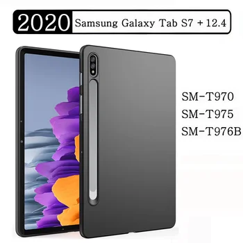 Minkštas silikoninis dėklas, skirtas Samsung Galaxy Tab S7 Plus 12.4 2020 SM-T970 SM-T976B T970 T976 Lankstus TPU apvalkalo smūgiams atsparus juodas dangtelis
