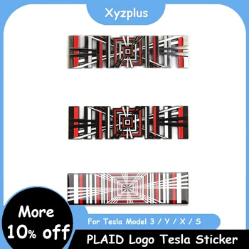 Model3 Car PLAID logotipo lipdukai ModelY uodegos žymos tinklelis Decal Auto Metal Letter Decoration for Tesla Model 3 S X Y 2023 Priedai