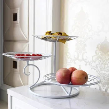 Moderni kūrybinė svetainė vaisių dubuo Europos mados tortų lentyna Kaltinis geležies daugiasluoksnis virtuvės vaisių krepšelio stovas