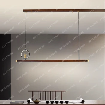 Modernus minimalistinis medžio masyvo šviestuvas Juostinis valgomasis ir studijų kambarys Valgomojo stalinės lempos