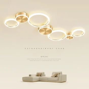 Modernus paprastas LED lubų šviestuvas svetainei Valgomasis Miegamasis Prabangus ratas Žiedai Auksinis patalpų lubų apšvietimas