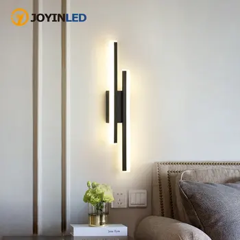 Modernus paprastas sieninis šviestuvas dekoratyvinė lempa miegamojo naktinė lempa koridoriaus sieninė lempa Fonas LED sieninis šviestuvas Juoda