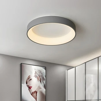 Modernūs LED lubų šviestuvai Miegamasis Apvali gyva lempa su nuotolinio valdymo pultu Studija Biuro apdaila Juodo apskritimo apšvietimas