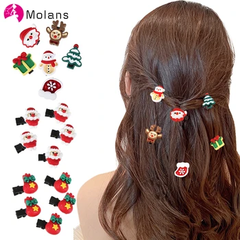 Molans 6Pcs/Set Christmas Small Hair Clip For Girl Cute Hair Claw Barrettes Hairpin Hair Accessories Headwear