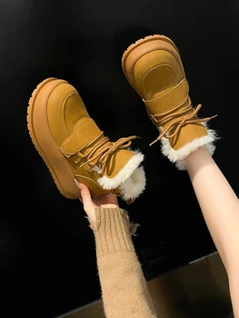 Moteriški batai Aukštakulniai Prabangus dizaineris Apvalus pirštas Pliušinė žieminė avalynė Australija Moteriški batai-Moterys Klumpės Platforma Stilet