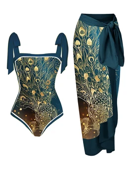 Moteriški maudymosi kostiumėliai Gėlių atspaudas 1 gabalas maudymosi kostiumėliai ir 