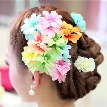 Moterų mados gėlių plaukų segtukas Nuotakos vestuvių vakarėlis Plaukų aksesuarai mergaitėms Audinio gėlės galvos juostoms