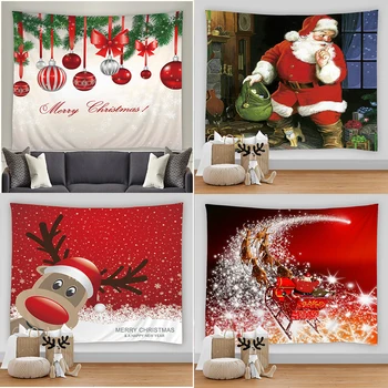 Namų dekoras Gobelenas Sienų pakabinimas Linksmų Kalėdų Spausdintas kambarys Miegamojo fonas Audinys tapeçaria de natal