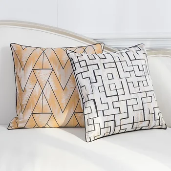 namų dekoro pagalvės užvalkalas 45x45cm Prabangus žakardo pagalvėlės užvalkalas Geometrinis satino kvadratas svetainei Lova Kambarys Sofa-Kušetė