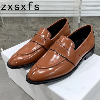 Natūralios odos loaferiai Moterys Kvadratinis kulnas Platforma Ponios Oficialūs batai Pavasario rudens biuro prekės ženklo batai moterims