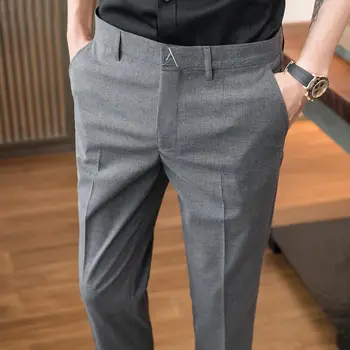 Nauja mada Aukštos kokybės vyriškos kostiuminės kelnės Tiesios rudens ilgos vyriškos klasikinės verslo laisvalaikio kelnės Slim Fit Viso ilgio Z37